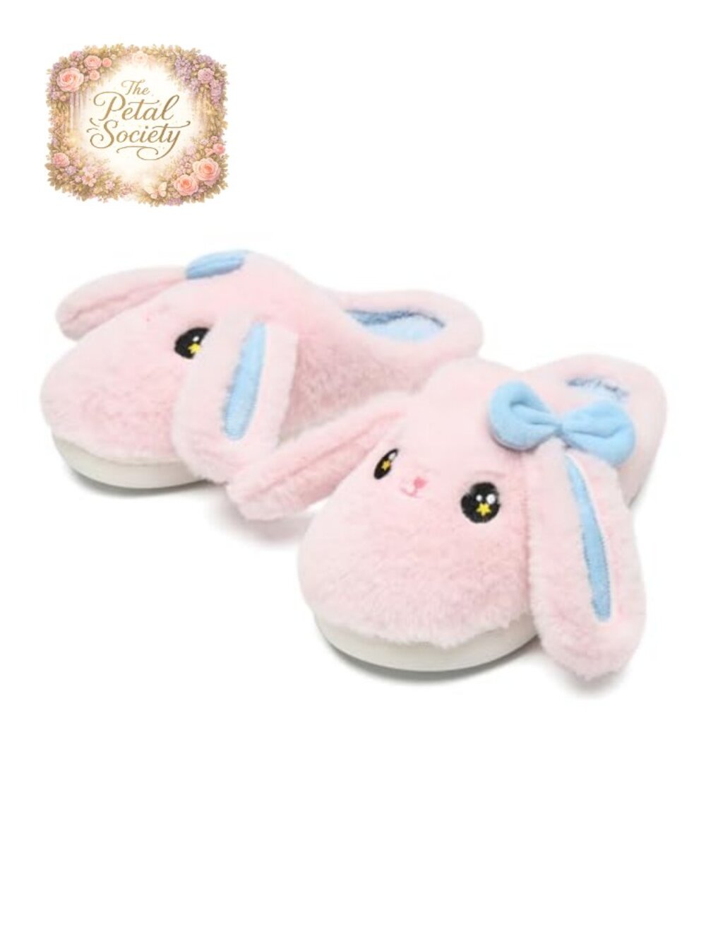 Cute Bow Bunny Slippers Memory Foam Fuzzy Plush Indoor Outdoor